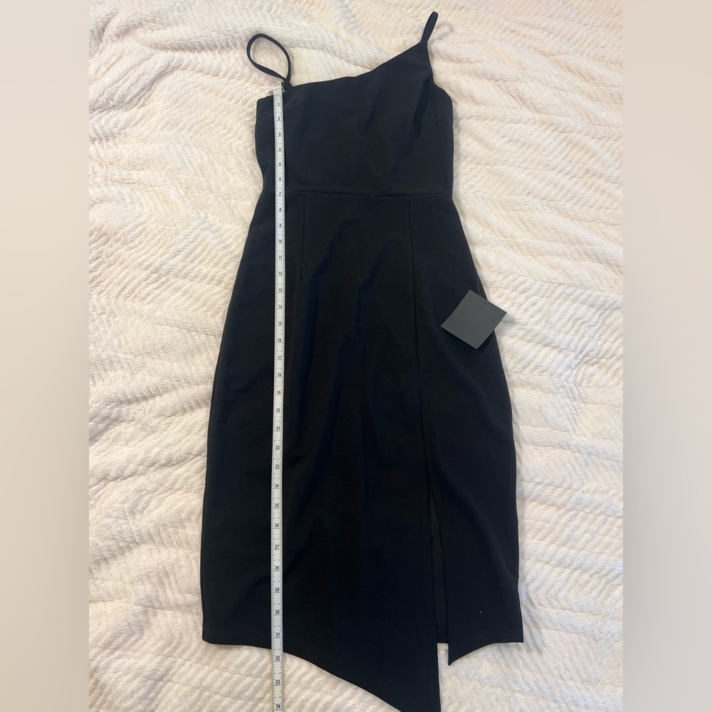 NWT Lulu's Shape the Night Black Asymmetrical Midi Dress (small) - Picture 2 of 11